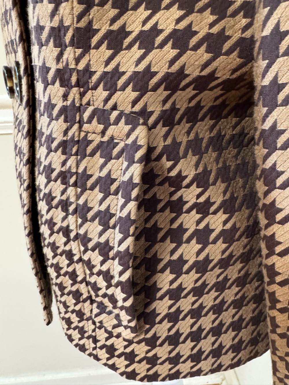 Nine West Brown Houndstooth Double-Breasted Pea Coat - Picture 5 of 16